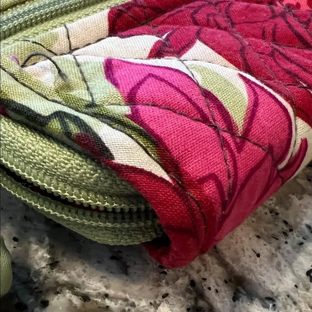 Vera Bradley Pink and Green Floral Crossbody Bag 6.5